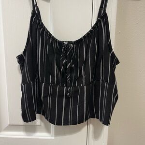 Hollister Black and White Striped Tank Top